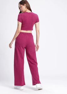 Pink Crop Top and pararllel Set