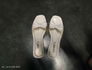 White Bow Slip-On Sandals