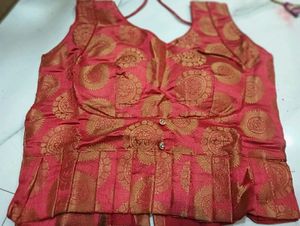 Red & Gold Brocade Blouse