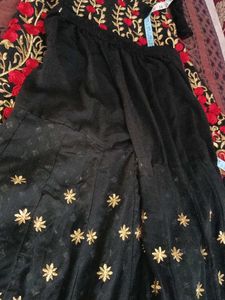 Black &amp; Red Embroidered Lehenga Choli