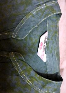 Green Tie-Dye Kurta with Mirror Work