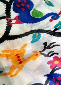 Beautiful Peacock &amp; Deer Print Saree