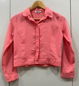 Women’s Crop Casual Peach Shirt