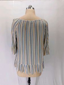 Boho Striped Blouse with Embroidery