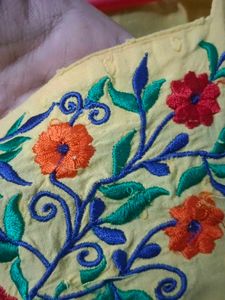 Yellow Embroidered Kurta