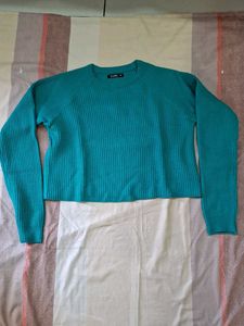 Teal Ribbed Knit Sweater