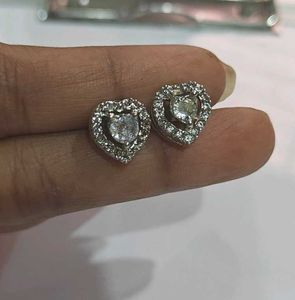 Heart Stud Earrings with Crystals
