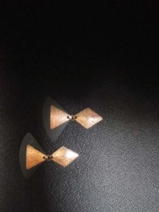 Unique Geometric Glitter Earrings,Black and golde