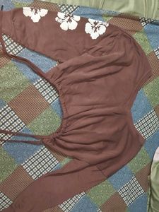 Brown Floral Print Joggers