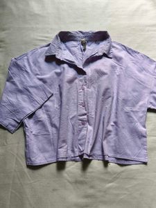 Lavender Cropped Button-Up Shirt