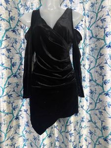 Black Velvet Cold Shoulder Dress