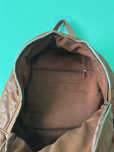Quilted Brown Faux Leather Backpack