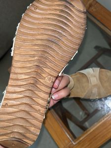 Y2K studded Beige Wedge Sandals