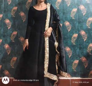 beautiful 😍 black anarkali with lace bordar duppa