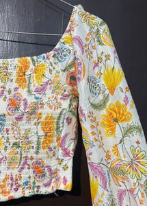 Floral Print Square Neck Top
