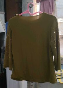 Olive Green Embellished Top