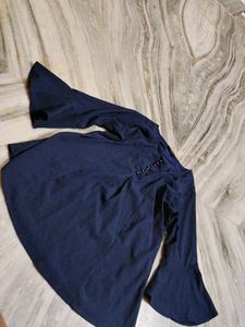 Navy Blue Bell Sleeve Top