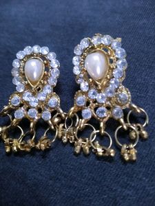 Vintage white Stone Ethnic Earrings