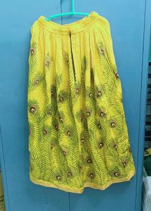 Yellow Peacock Print Skirt