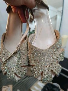 Gold Embellished Heel Sandals