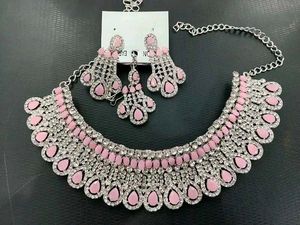 Stunning Pink &amp; Silver Necklace Set