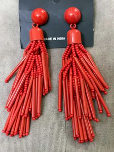 Red Tassel Earrings