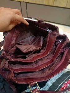 Chic Maroon Leather Handbag