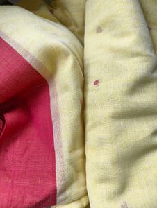 Buttercream Yellow pure handloom cotton saree