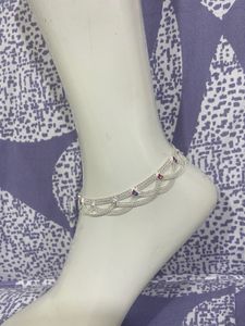 Elegant Silver Anklet with Gem Accents