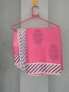 Pink Printed Dress Material.