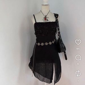 Gothic Black Dress with Sequins