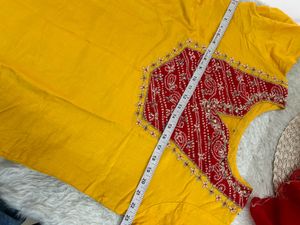 Designer Embroidered Red &amp; Yellow Blouse