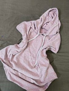 Casual Pink Sleeveless Hoodie Top