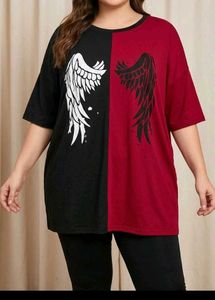 4xl plus size Two-Tone Graphic Tunic