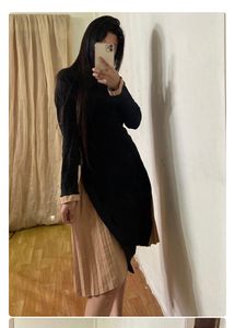 Black And Brown Pleated Dress