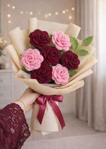 Handmade Crochet Rose Bouquet
