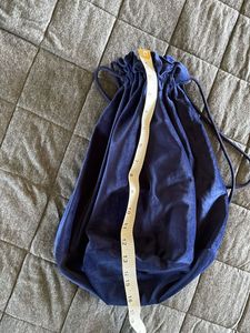 Navy Velvet Drawstring Bag