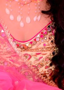 Vibrant yellow and pink lehnga choli