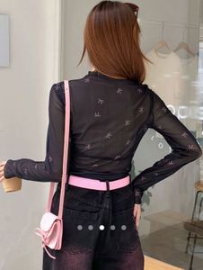Sheer Mesh Top with Bow Print