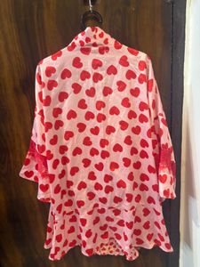 Pink Heart Print Sleepwear Set