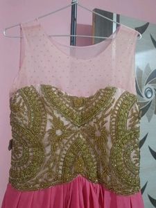 Elegant Pink &amp; Gold Ethnic Gown