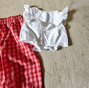 Gingham Pants and White crop top