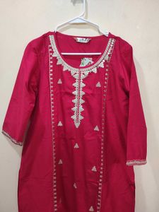 Beautiful Red Embroidered Kurta
