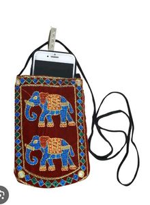 Embroidered Elephant Sling Bag