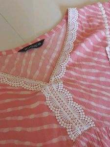 Pink Striped Cotton Kurta