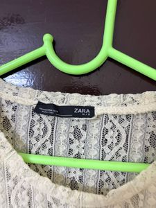 ZARA Sheer Lace Long Sleeve Top