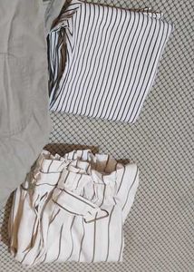 combo ladies Striped High-Waisted Pants &amp; shirt