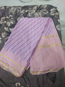 Beautiful Pink Saree with Gold Border