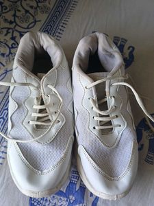 White Lace-Up Sneakers