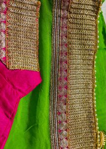 Vibrant green pink saree